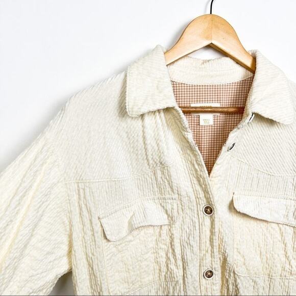Anthropologie Maeve beige white cord shirt jacket corduroy shacket small - Picture 4 of 8